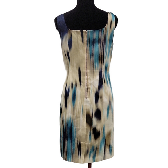 Elie Tahari Blue and Cream Backless Dress - Picture 3 of 9